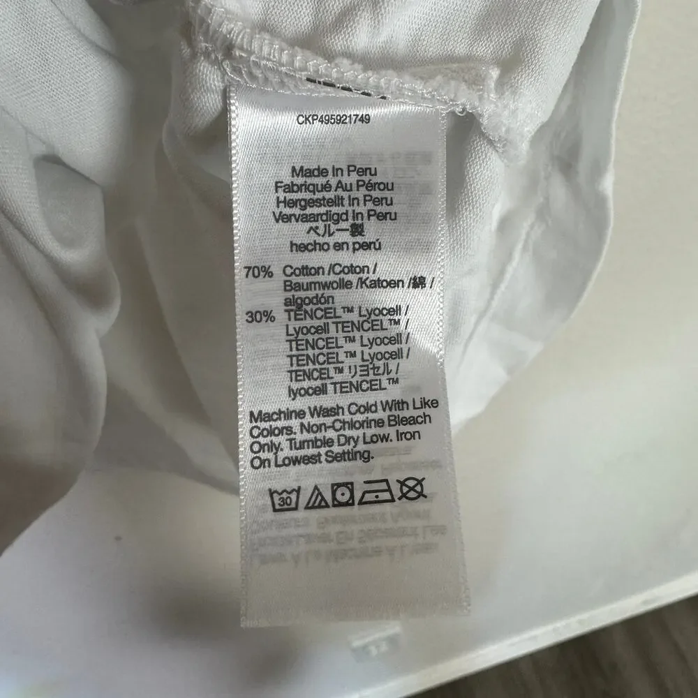 Madewell Side-Cinch Muscle Tee SZ 2XL White Crewneck Black Contrast Stitch Trim